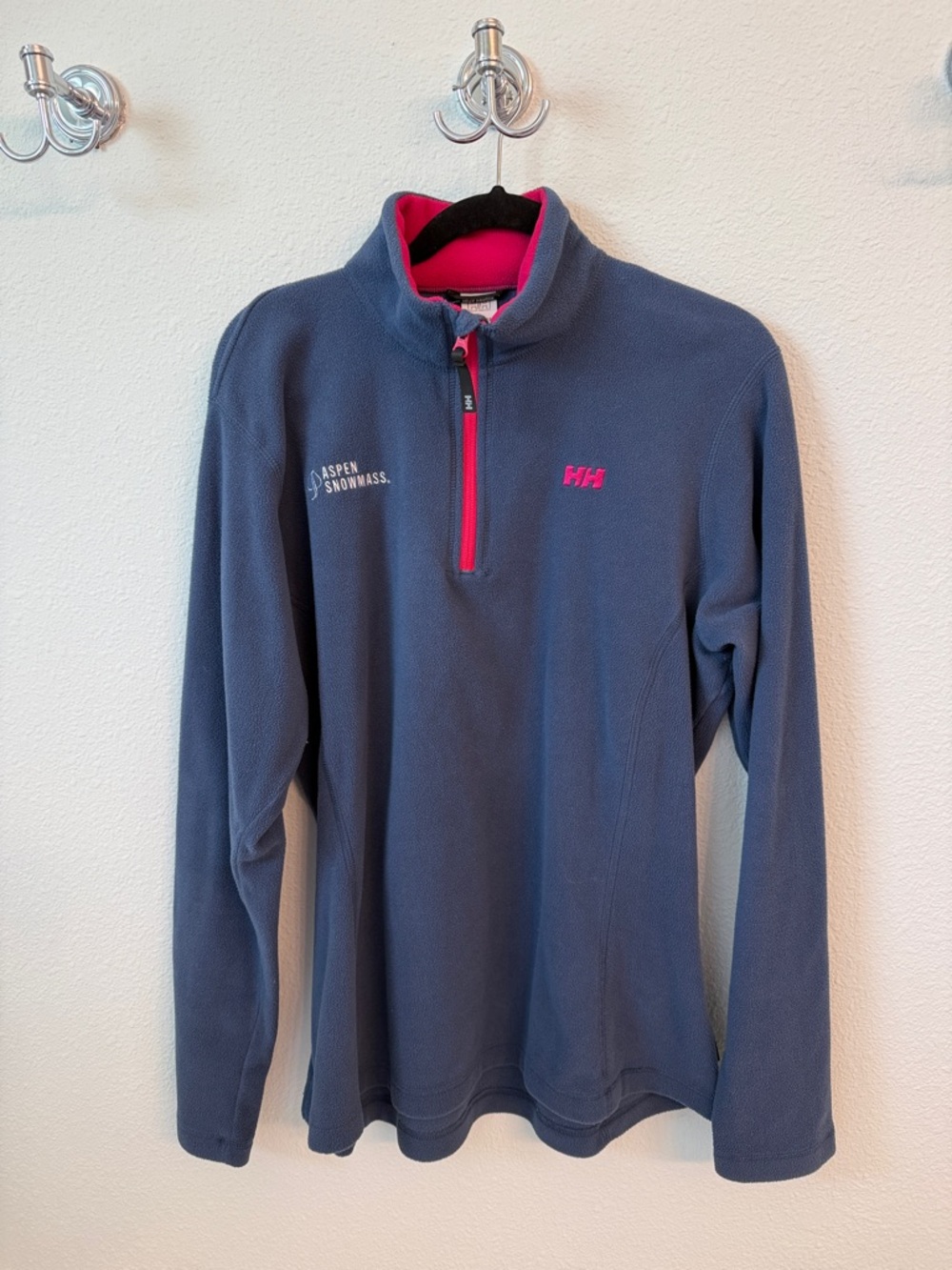 Helly Hansen Navy Fleece Pullover with Bright Pink Lining